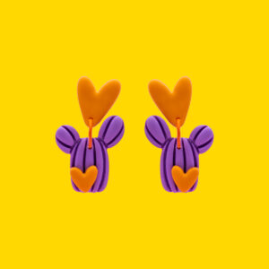 cactus lila corazon naranja pin