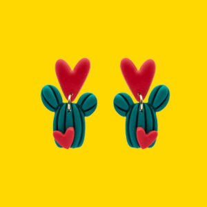 cactus verde corazon rojo pin