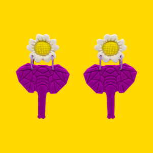 elefanta geometrica fucsia con girasol pin