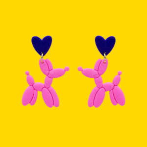 perro globo fucsia corazon azul