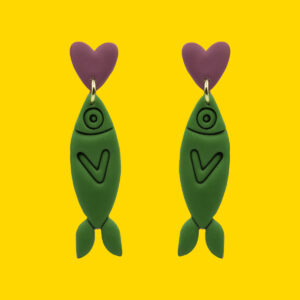 sardina verde corazon fucsia pin