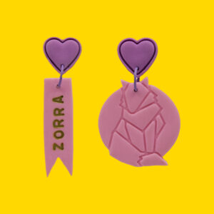 Zorra asimetrica corazon pin